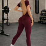 Enterizo Deportivo Push Up Espalda Descubierta - Vino Ref. 5500