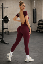 Enterizo Deportivo Push Up Espalda Descubierta - Vino Ref. 5500