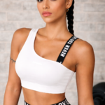 Crop Top Deportivo Con Tiras Cruzadas Estampado - Blanco Ref. 2415