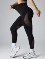 Lycra Leggings Deportivo Push Up Con Malla - Negro Ref. 1555 - Imagen 7