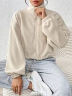 Chaqueta Lana Corta Con Cremallera - Albaricoque Ref. 6180 - Imagen 2