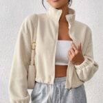 Chaqueta Lana Corta Con Cremallera - Albaricoque Ref. 6180