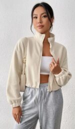 Chaqueta Lana Corta Con Cremallera - Albaricoque Ref. 6180