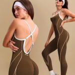 Enterizo Deportivo Push Up Espalda Cruzada - Marrón Ref. 5430