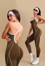 Enterizo Deportivo Push Up Espalda Cruzada - Marrón Ref. 5430