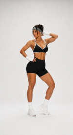 Conjunto Deportivo Crop Top Short Push Up - Negro Ref. 5470