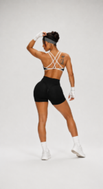 Conjunto Deportivo Crop Top Short Push Up - Negro Ref. 5470 - Imagen 4