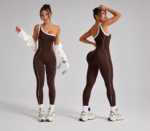 Enterizo Deportivo Push Up One Shoulder - Marrón Ref. 5545