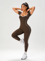 Enterizo Deportivo Push Up Seamless de Espalda Descubierta - Marrón Ref. 5565 - Imagen 7