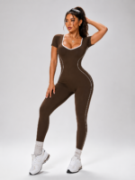 Enterizo Deportivo Push Up Seamless de Espalda Descubierta - Marrón Ref. 5565 - Imagen 2