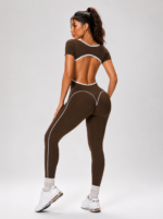 Enterizo Deportivo Push Up Seamless de Espalda Descubierta - Marrón Ref. 5565 - Imagen 3