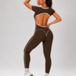 Enterizo Deportivo Push Up Seamless de Espalda Descubierta - Marrón Ref. 5565
