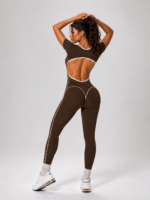 Enterizo Deportivo Push Up Seamless de Espalda Descubierta - Marrón Ref. 5565 - Imagen 6