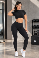 Crop Top Deportivo Seamless con Cremallera - Negro Ref. 2610 - Imagen 2