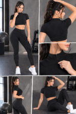 Crop Top Deportivo Seamless con Cremallera - Negro Ref. 2610 - Imagen 7