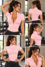 Camiseta Deportiva Fit con Cremallera Frontal - Rosa Ref. 2590 - Imagen 6